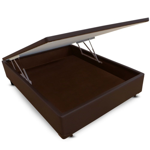 Base Baú Solteirão 110x 188x40 Corino Marrom SR Movelaria
