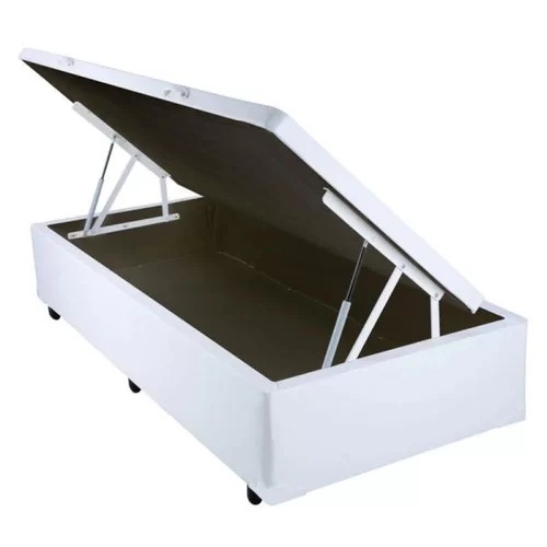 Base Baú Solteiro 88x 188x40 Corino Branco SR Movelaria