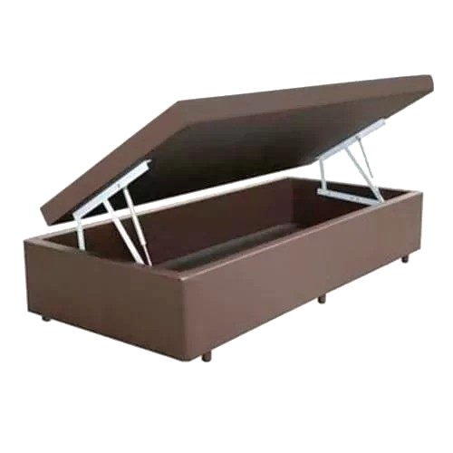 Base Baú Solteiro 88x 188x40 Suede Marrom SR Movelaria