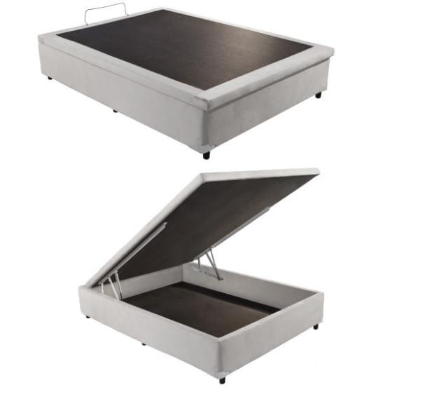 Base Baú Casal 138x 188x40 Corino Branco SR Movelaria