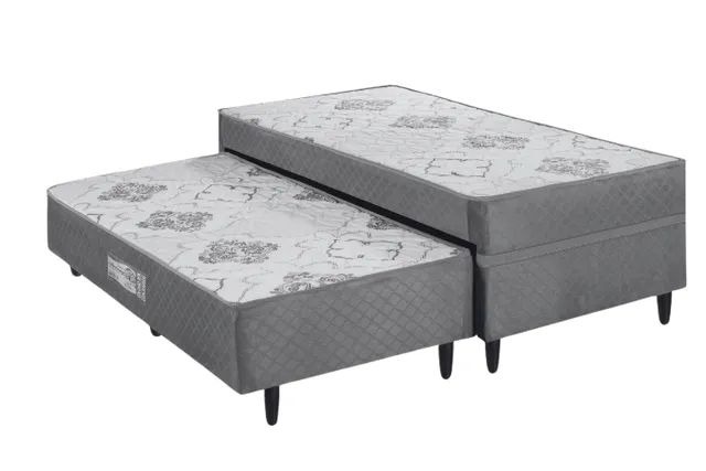 Cama Box Solteiro Prestige Molas com Cama Auxiliar 88x 188x60 EcoTec