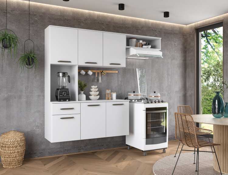 3001.2-Cozinha Suspensa Gisele Pop Plus 5P2G2N Branco Moveis Paraná