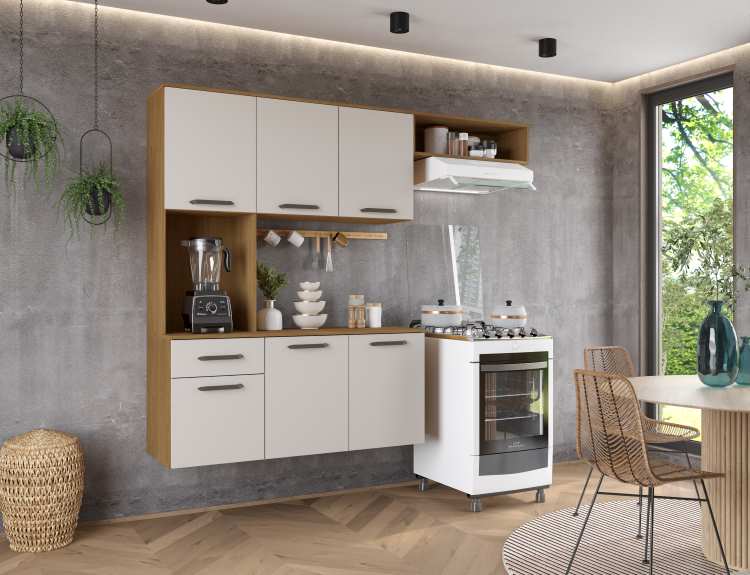 3001.63-Cozinha Suspensa Gisele Pop Plus 5P2G2N Freijo/Off White Moveis Paraná
