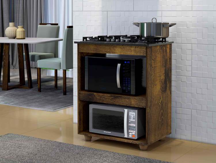 Balcão Turim para CookTop 5 Bocas Ipê Kaiki