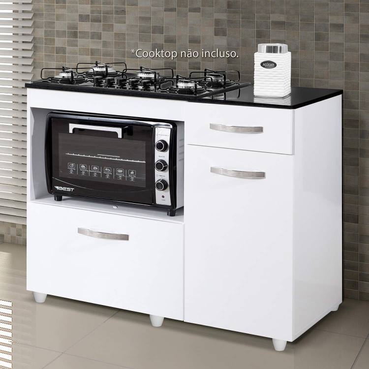 Balcão Violeta para CookTop 5 Bocas Branco Kaiki