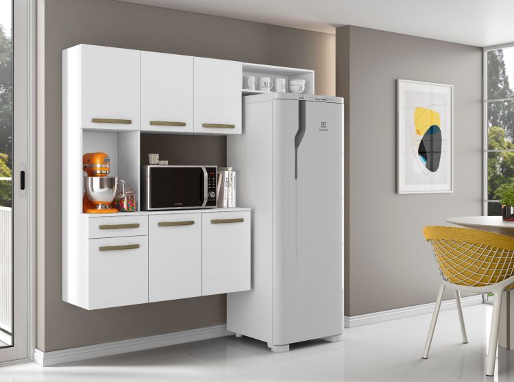Cozinha Compacta Carol 6P1G com Balcão Branco Aramoveis