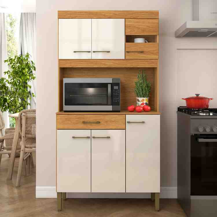 K090.Kit Cozinha Carla 6P1G Cinamomo/Off White Fellicci