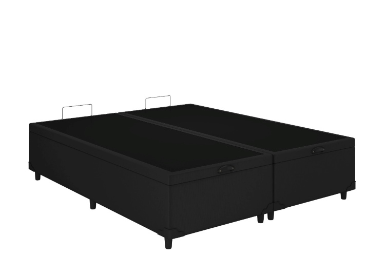 Baú Queen Bipartida Prime Confort 2 x 79x 198x44 Corino Preto Issacar Prime