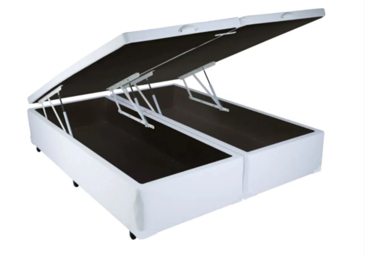 Baú Queen Bipartida Prime Confort 2 x 79x 198x44 Corino Branco Issacar Prime