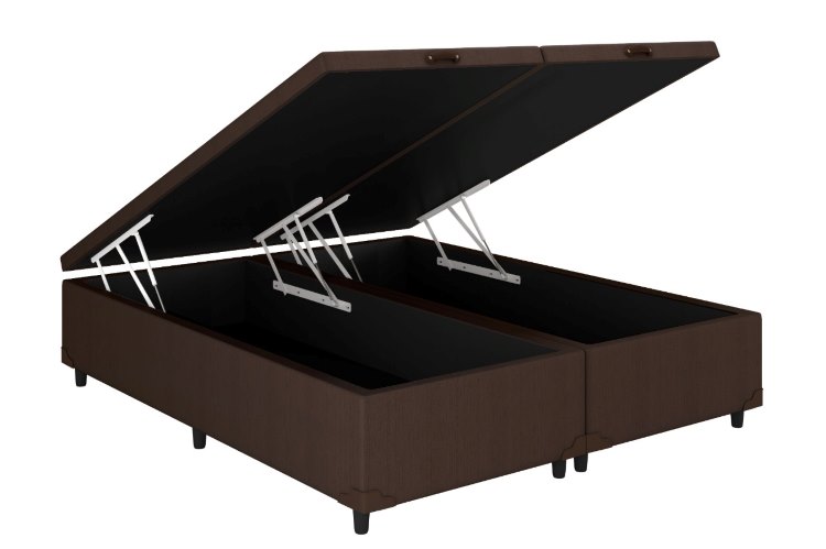 Baú Queen Bipartida Prime Confort 2 x 79x 198x44 Veludo Suede Marrom Issacar Prime